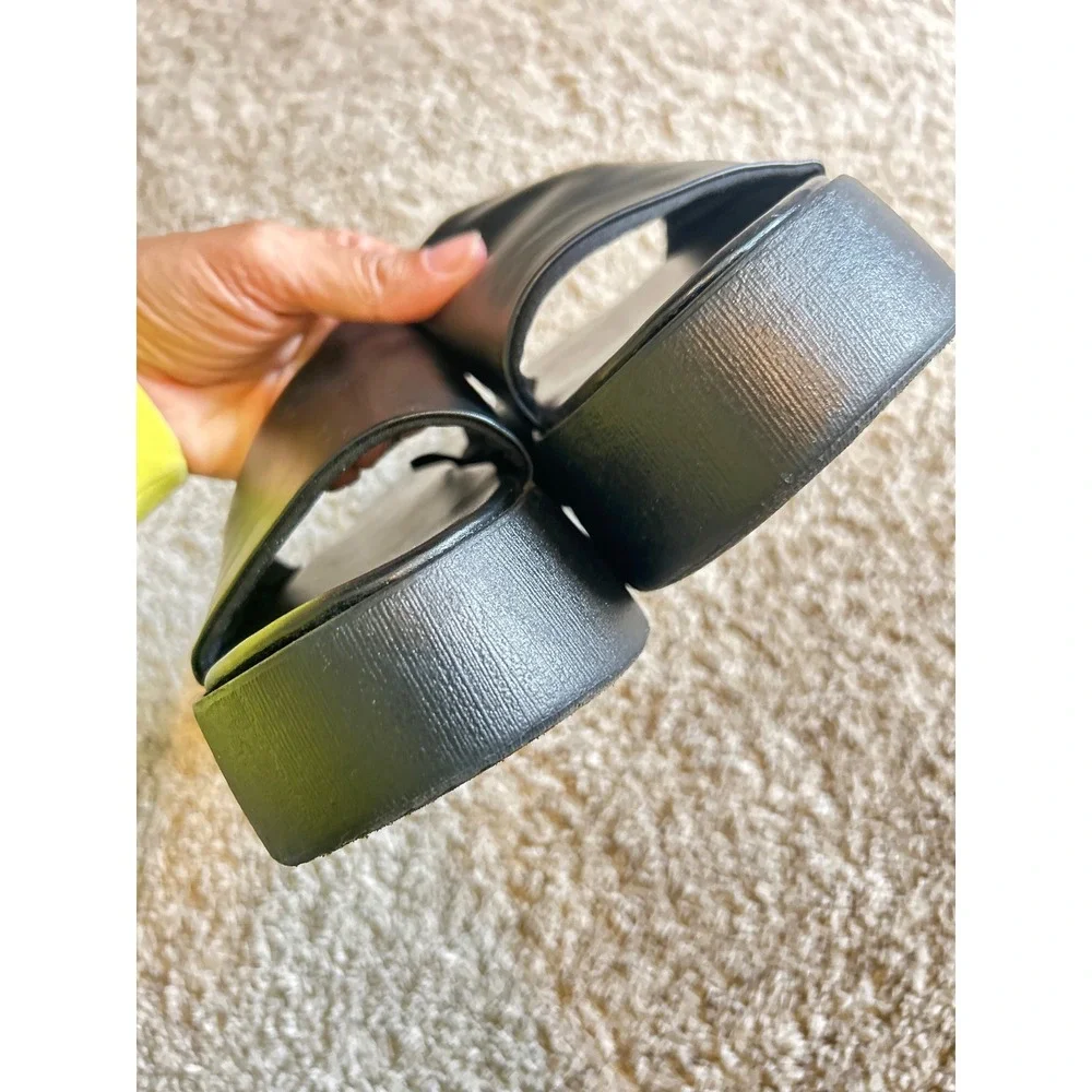 Y2k 90s Black‎ Platform Slide Sandals Chunky Flatform Minimalist Size 6.5